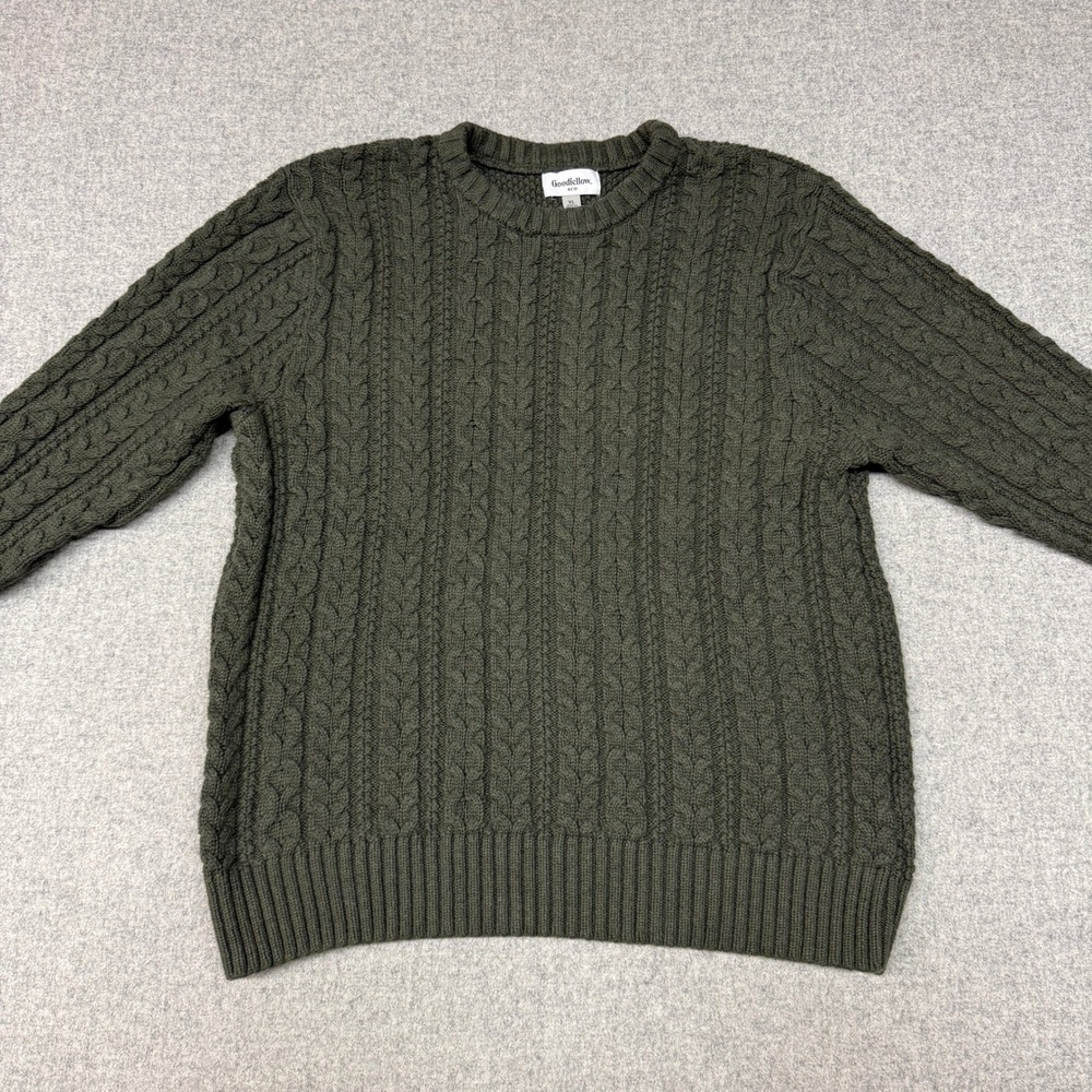 Goodfellow & Co | Cable Knit Sweater | XL | Olive Green | Cotton Blend Crewneck